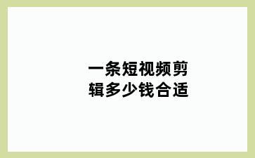 一条短视频剪辑多少钱合适