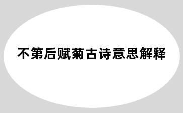 不第后赋菊古诗意思解释