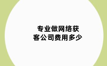 专业做网络获客公司费用多少