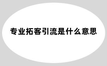 专业拓客引流是什么意思