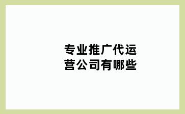 专业推广代运营公司有哪些