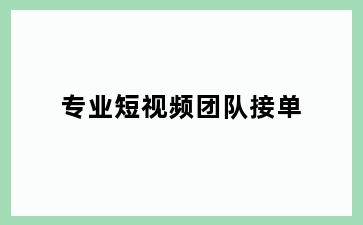 专业短视频团队接单