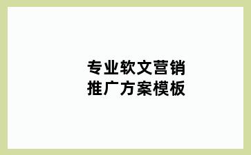 专业软文营销推广方案模板