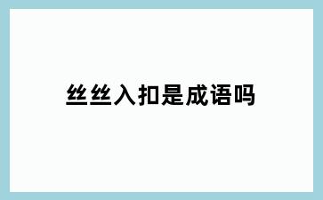 丝丝入扣是成语吗