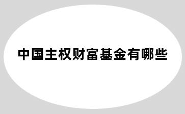 中国主权财富基金有哪些