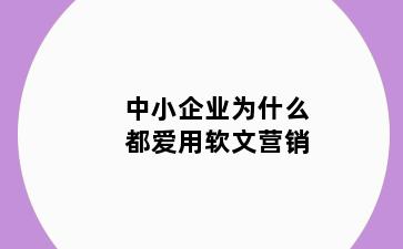 中小企业为什么都爱用软文营销