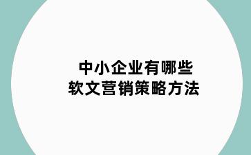 中小企业有哪些软文营销策略方法