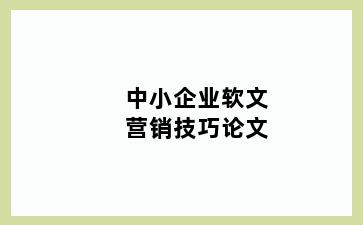 中小企业软文营销技巧论文