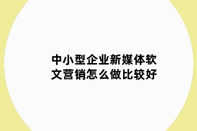 中小型企业新媒体软文营销怎么做比较好