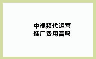 中视频代运营推广费用高吗