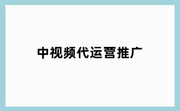 中视频代运营推广