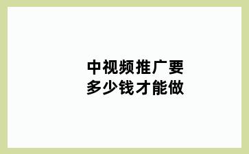 中视频推广要多少钱才能做