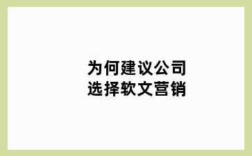 为何建议公司选择软文营销