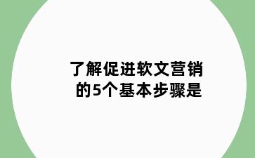 了解促进软文营销的5个基本步骤是