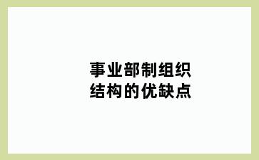 事业部制组织结构的优缺点