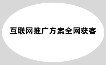 互联网推广方案全网获客