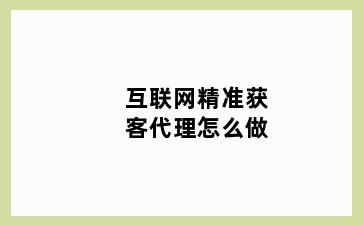 互联网精准获客代理怎么做