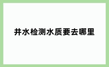 井水检测水质要去哪里