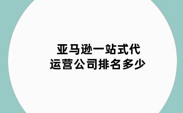 亚马逊一站式代运营公司排名多少