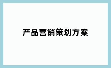 产品营销策划方案