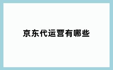 京东代运营有哪些