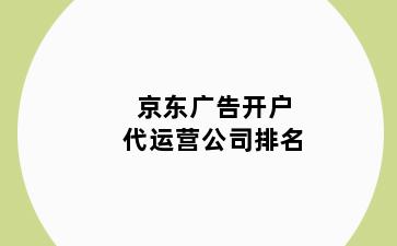 京东广告开户代运营公司排名