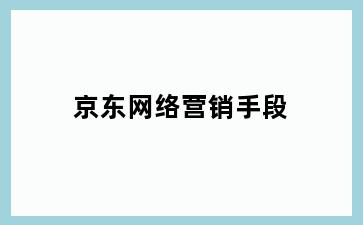 京东网络营销手段