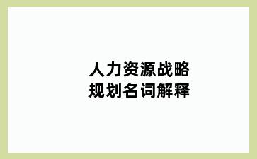 人力资源战略规划名词解释