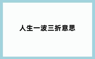 人生一波三折意思