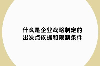 什么是企业战略制定的出发点依据和限制条件