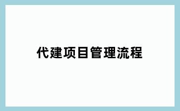 代建项目管理流程