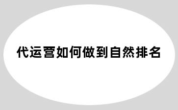 代运营如何做到自然排名