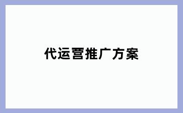 代运营推广方案