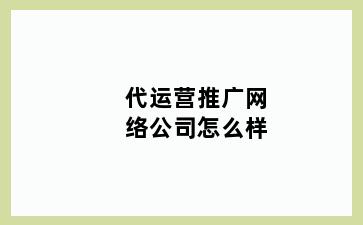 代运营推广网络公司怎么样