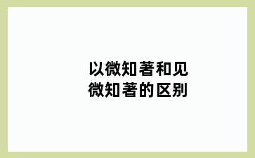 以微知著和见微知著的区别