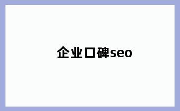 企业口碑seo