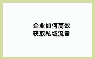 企业如何高效获取私域流量