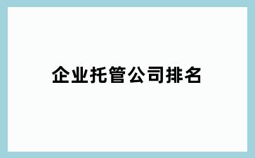 企业托管公司排名