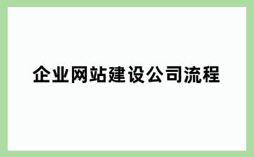 企业网站建设公司流程