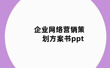 企业网络营销策划方案书ppt