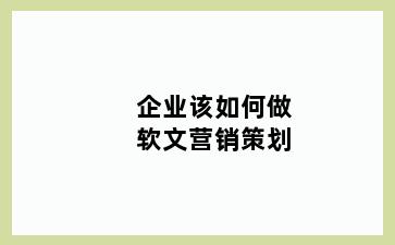 企业该如何做软文营销策划