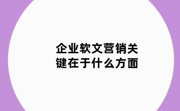 企业软文营销关键在于什么方面