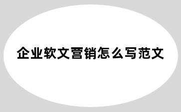 企业软文营销怎么写范文