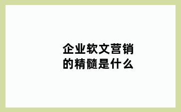 企业软文营销的精髓是什么