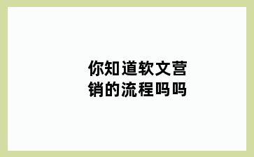 你知道软文营销的流程吗吗