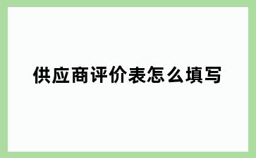 供应商评价表怎么填写