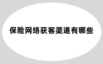 保险网络获客渠道有哪些