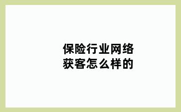 保险行业网络获客怎么样的