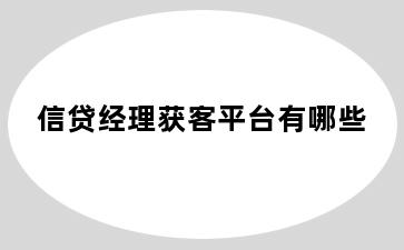 信贷经理获客平台有哪些