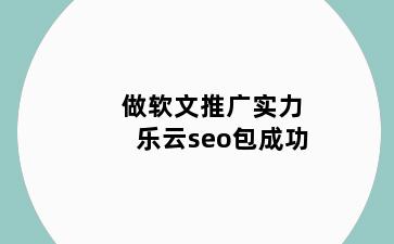 做软文推广实力乐云seo包成功